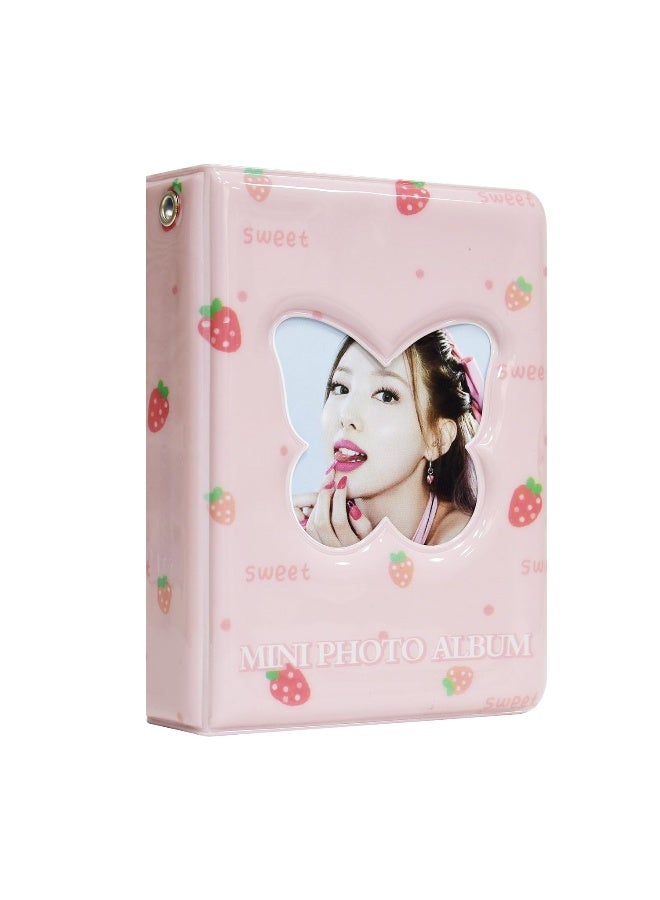 Babyfond 3 Inch Mini Photo Album Kpop Photocard Binder, Butterfly Hollow Photocard Holder Book, Business Card Book Holder, Photocard Sleeves 40 Pockets (Pink) - Image 1